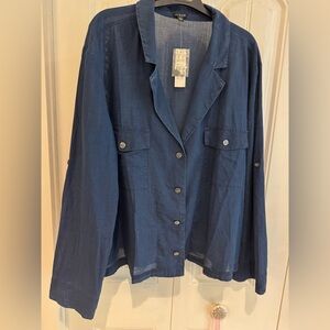 J. Crew Navy Blue Lightweight Button-Front Blouse